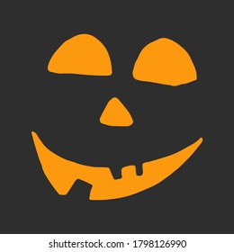 Halloween vector illustration. Hand drawn scary face isolated on black background. Spooky character for banner, poster, invitation or festive decoration