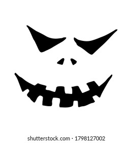 Halloween vector illustration. Hand drawn scary face isolated on white background. Spooky character for banner, poster, invitation or festive decoration