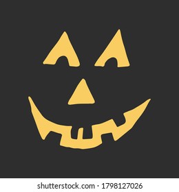 Halloween vector illustration. Hand drawn scary face isolated on black background. Spooky character for banner, poster, invitation or festive decoration