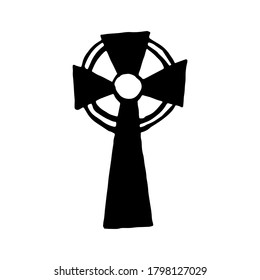 Halloween vector illustration. Hand drawn cross isolated on white background. Spooky element for banner, poster, invitation or festive decoration