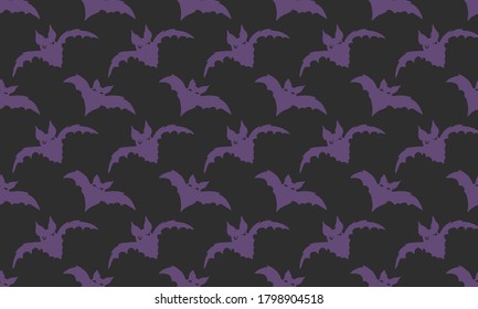 Halloween vector illustration. Hand drawn seamless pattern with bats. Spooky elements for banner, poster, invitation or festive decoration