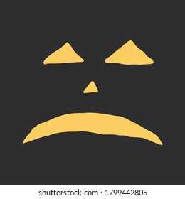 Halloween vector illustration. Hand drawn scary face isolated on black background. Spooky character for banner, poster, invitation or festive decoration