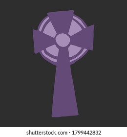Halloween vector illustration. Hand drawn cross isolated on black background. Spooky element for banner, poster, invitation or festive decoration