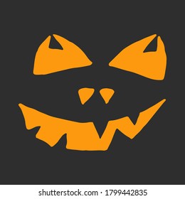 Halloween vector illustration. Hand drawn scary face isolated on black background. Spooky character for banner, poster, invitation or festive decoration