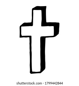 Halloween vector illustration. Hand drawn cross isolated on white background. Spooky element for banner, poster, invitation or festive decoration
