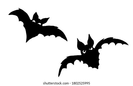 Halloween vector illustration. Hand drawn bats isolated on white background. Spooky character for banner, poster, invitation or festive decoration