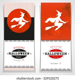 Halloween vector illustration. Happy Halloween Poster. Set of cards for invitation to Halloween party. Templates for Halloween cover, banner or flyer design. 