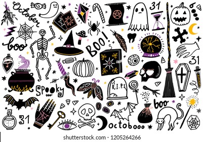 Halloween vector illustration icon set. Magic collection