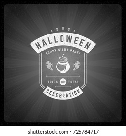 Halloween vector illustration on movie ending screen style background.