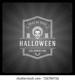 Halloween vector illustration on movie ending screen style background.