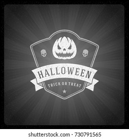 Halloween vector illustration on movie ending screen style background.