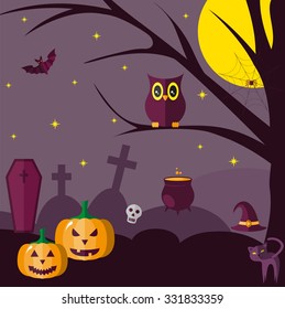Halloween. Vector illustration on a white background. Flat design style.