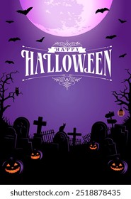 Halloween vector illustration. Poster (flyer) template design (text space) 