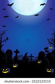 Halloween vector illustration. Poster (flyer) template design (text space) | no logo