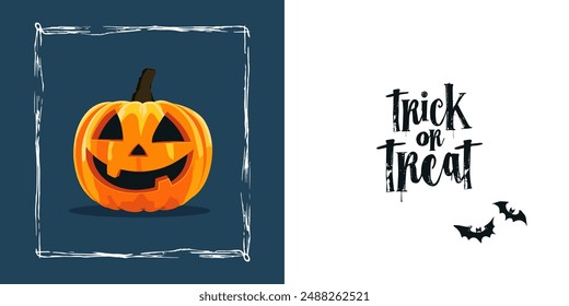 Halloween Vector Illustration with Pumpkin.