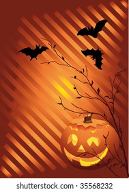 Halloween vector illustration with pumpkin