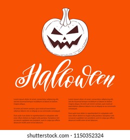 Halloween Vector Illustration with Pumpkin and Text Halloween - Trick or Treat.