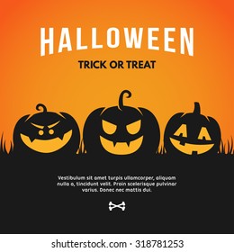 Halloween Vector Illustration with Pumpkin and Text Halloween - Trick or Treat