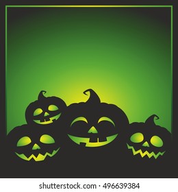 Halloween vector illustration with pumpkins, spider web and place for a text. Halloween background.