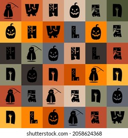 Halloween vector illustration random font and color.
