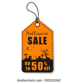 Halloween vector illustration. Halloween sale, discount and offer tag, sticker