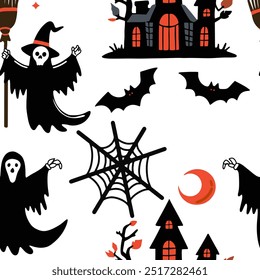 halloween vector illustration seamless pattern for decoration	