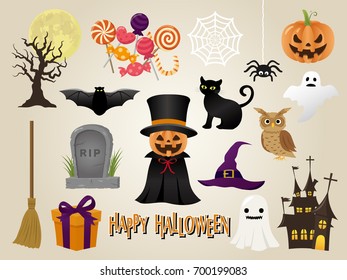 Halloween vector illustration set
