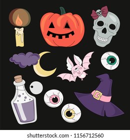 Halloween Vector Illustration Set ACCESSORIES for Digital Print, Holidays, Wall Art, Scrapbooking, Photo Album Design and Digital Paper