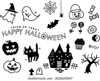 Halloween vector illustration set , Hand Drawn Illustrations