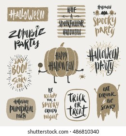 Halloween vector illustration. Set of hand drawn brush calligraphy for Halloween greeting, invitation or poster.