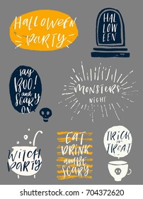 Halloween vector illustration. Set of hand drawn brush calligraphy for Halloween greeting, invitation or poster.