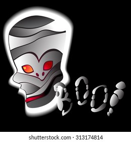 Halloween vector illustration of smiley skull in bandages 