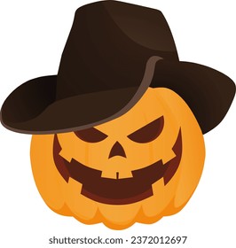 Halloween vector illustration, spooky but cute with cowboy hat