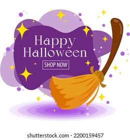 Halloween vector illustration with spooky pumpkins, autumn falling leaves, cute ghost, abstract backdrop and place for text. Use for party invite, poster, greeting card.