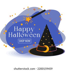 Ilustración vectorial de Halloween con calabazas espeluznantes, hojas caídas de otoño, fantasmas lindos, fondo abstracto y lugar para el texto. Utilícelo para invitaciones a fiestas, afiches, tarjetas de felicitación.