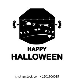 Halloween vector illustration suitable for cards banners and symbols, With Frankenstein cartoon character symbol.