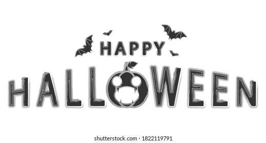 Halloween vector illustration suitable for cards banners and symbols, With Pumpkin and bats cartoon character, Happy Halloween.	
