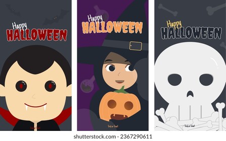 Halloween Vector Illustration for trick or treat banner and smartphone wallpaper