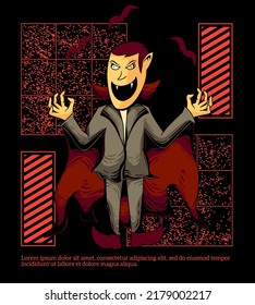 halloween vector illustration, vampire illustration, horror, monochrome color, geometric background, great for t-shirts, hoodies, jackets, posters, apparel, merchandise