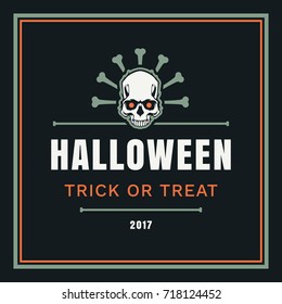 Halloween vector illustration with white skull.