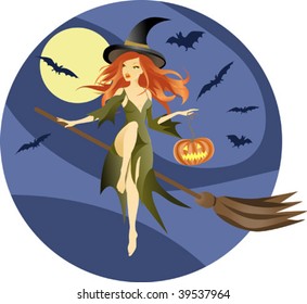 halloween vector illustration, witch