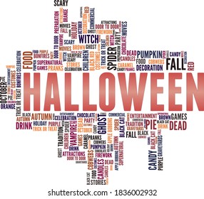 Halloween vector illustration word cloud isolated on a white background.