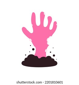 halloween vector illustration with zombie hand isolated on white background, vector illustration in flat style