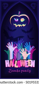 Halloween vector illustration. Zombie party