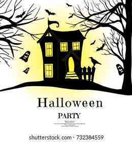 Halloween vector illustration.Halloween dark castle on background, illustration.Halloween vertical background. Halloween illustration.