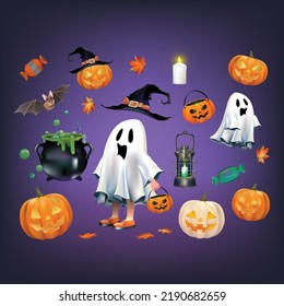 Halloween Vector Illustrations set design