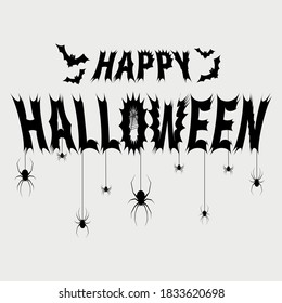 Ilustración vectorial de Halloween.Fondo cuadrado con inscripción Feliz Halloween.Elemento gráfico para tarjetas de felicitación, invitación, afiche o sitio web.