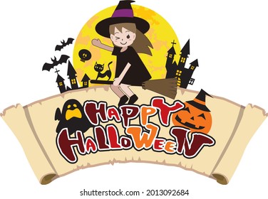 Halloween vector image title cute illustration
