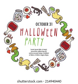 Halloween vector invitation template. You can use it for invitations, flyers, postcards, cards and so on.