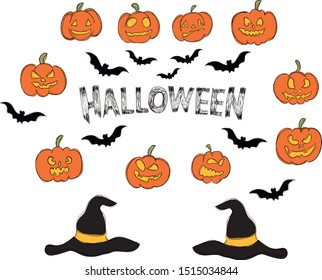 halloween vector isolated illustration . Concept for print , logo, icon , web design, cards, invitation